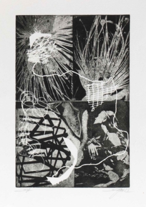 EDITH GRUBER, BALANCE - 2023, Aquatintaradierung, 29,7 x 19,7 cm (39 x 28,2 cm) Gruber Edith