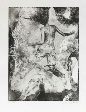 EDITH GRUBER, LUFTSPRUNG - 2022, Aquatintaradierung, 39,5 x 29,6 cm (56,1 x 38,7 cm) Gruber Edith