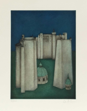 EVA MÖSENEDER, SALZBURG ENTFALTET - 2003, Aquatintaradierung, 39,6 x 29,7 cm (64,8 x 50 cm) Möseneder Eva