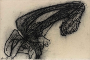 KOPF HOCH - 1987, Kohle auf Molino, 80 x 120 cm Skrička Ernst