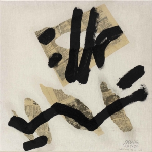 NACHRICHTEN 10 - 1992, Acryl und Collage auf Molino, 60 x 60 cm Skrička Ernst