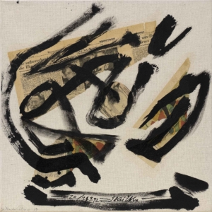 NACHRICHTEN 19 - 1992, Acryl und Collage auf Molino, 60 x 60 cm Skrička Ernst