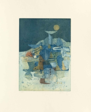 MONDLANDSCHAFT - 1978, Farbradierung, 34,6 x 24,5 cm (63,3 x 49,9 cm) Takahashi Yoshi