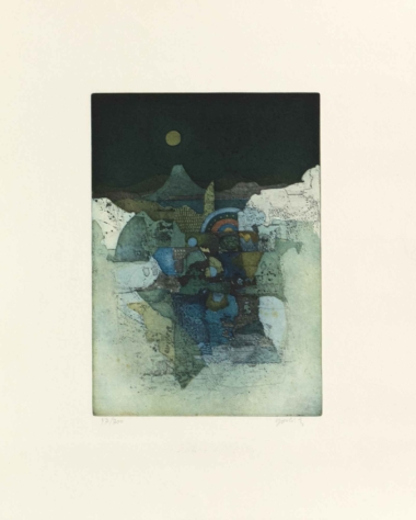 MOUNT FUJI IN DER NACHT, Farbradierung, 34,7 x 24,4 cm (67,8 x 49,6 cm) Takahashi Yoshi