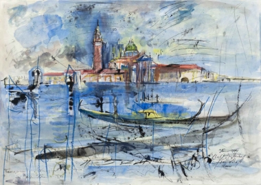 VENEZIA - 1970, Mischtechnik auf Papier, 50 x 70,2 cm Staudacher Hans