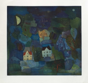 ZWEI VILLEN - 1996, Farbradierung, 60 x 65 cm (72,7 x 80,8 cm) Takahashi Yoshi