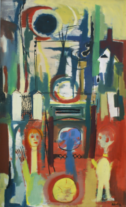 ANDY UND TOBY - um 1975, Öl auf Leinwand, 130 x 79,5 cm Aduatz Friedrich