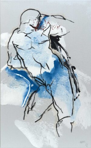 HANNES MLENEK, BEWEGTE DARSTELLUNG - 2023, Ölstick, Acryl auf Leinwand, 114 x 70 cm Mlenek Hannes