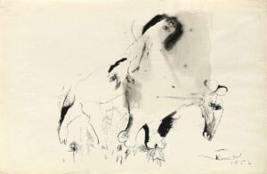 KURT ABSOLON, TIERE - 1952, Tusche laviert auf Papier, 31,5 x 48 cm Absolon Kurt