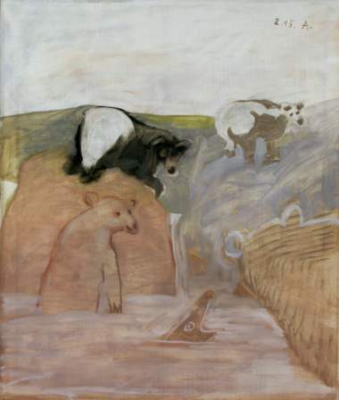 SCHWARZ-WEISSER BÄR - 2015, Öl auf Leinwand, 66 x 56 cm Anzinger Siegfried
