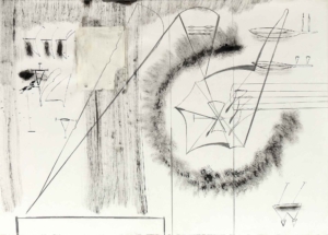 TOBIAS PILS, OHNE TITEL - 1995, Tusche laviert, Bleistift, Collage auf Papier, 50,2 x 70 cm Pils Tobias