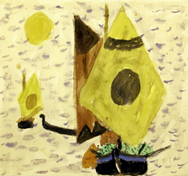 VENEDIG, SEGELBOOT AUF DER LAGUNE - 1950, Aquarell auf Papier, 29,6 x 31,6 cm, A 689 Peiffer Watenphul Max