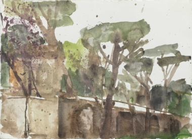 ROM, PINIEN (VILLA BORGHESE) - 1996, Aquarell auf Bütten, 35,4 x 49,1 cm Hradil Rudolf