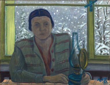 WERNER BERG, SCHNEEFALL/MAUKI - 1955, Öl auf Leinwand, 75,5 x 95,5 cm Berg Werner