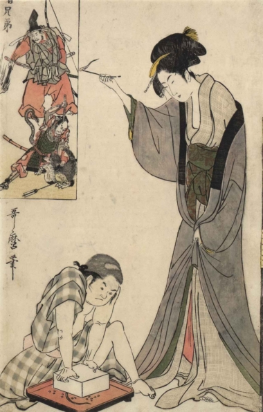 VERGLEICHE VON BILDERN - 1803/1804, Japanischer Farbholzschnitt, 36 x 23,1 cm Utamaro Kitagawa