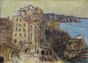 EDUARD BÄUMER, STADT AM MEER (TROPEA) - 1975, Ölkreide auf Leinwand, 48,5 x 66,5 cm Bäumer Eduard