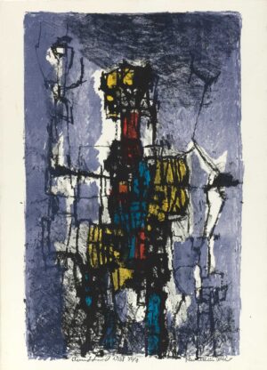 HERMANN OBER, BUNTE FIGUR - 1958, Lithographie, ca. 50 x 31,5 cm (53,5 x 38,4 cm) Ober Hermann