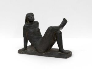MAX RIEDER, AUFGESTÜTZT LIEGENDE - um 1980, Bronze, H 22 cm Rieder Max