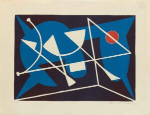SLAVI SOUCEK, GEOMETRISCHE KOMPOSITION - 1954, Farblithografie, Exemplar 2/30, 35 x 49 cm (47 x 61 cm) Soucek Slavi
