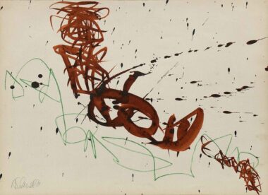 DUAL - 2024, Tusche, Kreide auf Papier, 31,7 x 43,8 cm Schnell Andrea