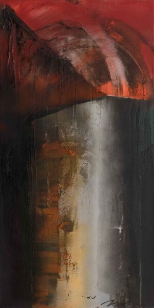 KAPSEL 2 - 2022, Öl auf Leinwand, 100 x 50 cm Moser Maria