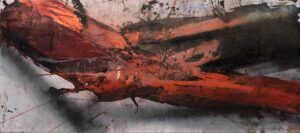 STREBEN ZWISCHEN ROST UND GLUT - 2024, Öl auf Leinwand, 80 x 180 cm Moser Maria