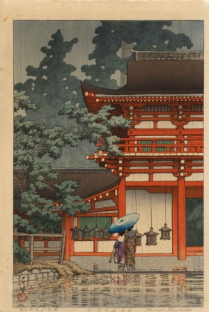 DER KASUGA SCHREIN IN NARA - 1933 aus "Sammlung von malerischen Ausblicken Japans II", Japanischer Farbholzschnitt, 39,9 x 26,7 cm Hasui Kawase
