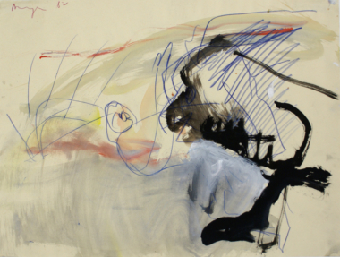 OHNE TITEL - 1982, Ölkreiden, Gouache auf Papier, 42 x 55,7 cm Anzinger Siegfried