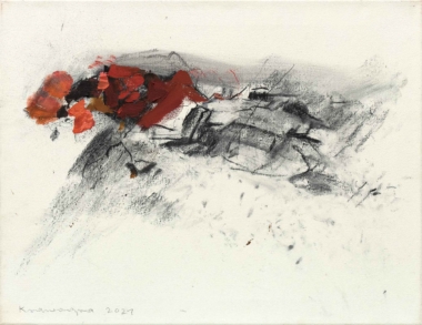 OHNE TITEL - 2021, Öl, Kohle auf Leinwand, 50 x 65 cm, L-530 Krawagna Peter