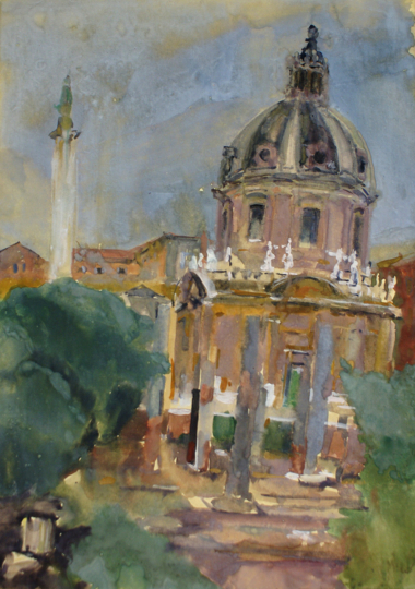 ROM, SANTI LUCA E MARTINA - 1976, Aquarell auf Bütten, 61 x 43,4 cm Kruckenhauser Hans