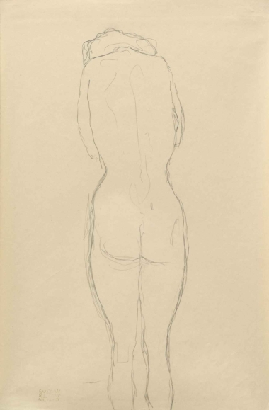 STEHENDER RÜCKENAKT - 1913, Studie aus "Die Jungfrau", Bleistift auf Papier, 57 x 37,4 cm Klimt Gustav