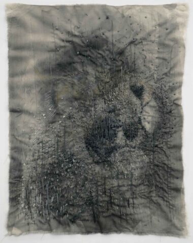 SCHWERKRAFTKAMMER - 2013, Faden, Tusche auf Textil, 54 x 42 cm, EG13033 Gruber Erich