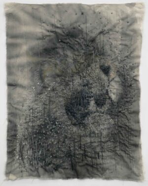 SCHWERKRAFTKAMMER - 2013, Faden, Tusche auf Textil, 54 x 42 cm, EG13033 Gruber Erich