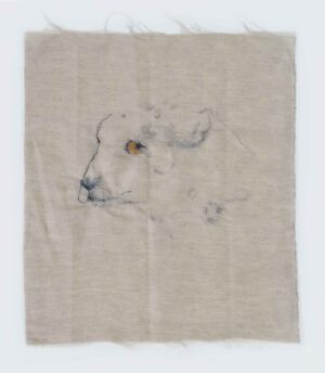 SEITLICH (IMMER NOCH) - 2012, Faden auf Leinen, 49 x 43 cm, EG12084 Gruber Erich