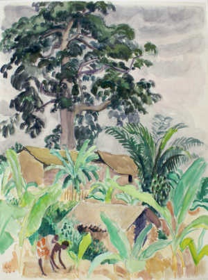 ADUMA II, UNTER DEM GROSSEN KAPOKBAUM - 1964, Aquarell auf Papier, 69 x 51 cm Kaufmann Wilhelm