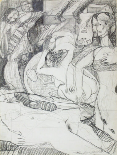 BADEZIMMER - 1969, Bleistift auf Papier, 39,5 x 30 cm Stangl Heinz