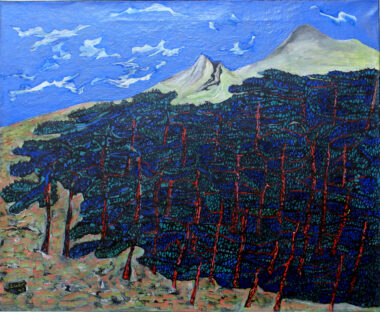 OHNE TITEL (Blau-Grüner Wald) - 1947, Öl auf Leinwand, 60 x 73 cm Bauer Victor