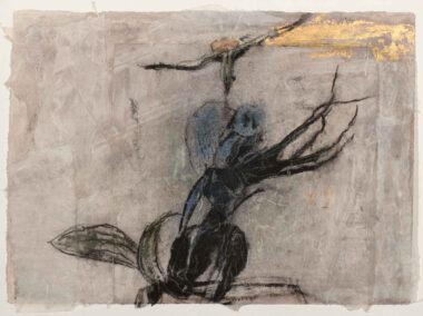 MOHN, Mischtechnik, Collage, Kohle, Pastell und Blattgold auf Bütten, 25,7 x 34,4 cm Bottet Nicole