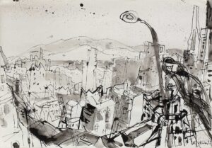 SAN FRANCISCO - 1995, Feder, Rohrfeder, Pinsel, Tusche laviert auf Papier, 35,1 x 50,1 cm, WVZ 2995 Hradil Rudolf