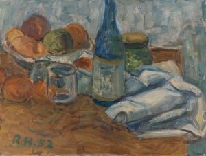 STILLLEBEN MIT DOSE UND FLASCHE - 1952, Öl auf Leinwand, 50,2 x 66 cm, WVZ 570, Salzburg Museum (Erbschaft 2023) © Fotograf Hannes Auer Hradil Rudolf