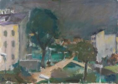 WIEN, PLANQUADRATPARK IN DER NACHT - um 2000, Öl auf Leinwand, 74,9 x 104,7 cm, WVZ 488, Salzburg Museum (Erbschaft 2023) © Fotograf Hannes Auer Hradil Rudolf