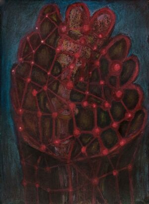 aus der Serie IM MOOR - 2024, Mischtechnik auf Bütten, ca. 20,5 x 15 cm Möseneder Eva