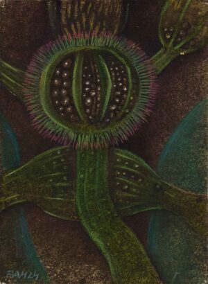 aus der Serie IM MOOR - 2024, Mischtechnik auf Bütten, ca. 20,5 x 15 cm Möseneder Eva