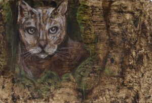 aus der Serie IM MOOR - 2025, Mischtechnik auf Bütten, 17 x 25 cm Möseneder Eva