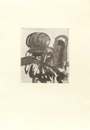 FIGUR MIT PFLANZEN I - 1956, aus Mappe "HOLLEGHA, MIKL, PRACHENSKY, RAINER", Aquatintaradierung, Exemplar: B 21, 22,3 x 19,8 cm (52,3 x 36,5 cm) Hollegha Wolfgang