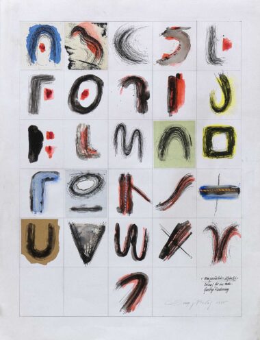 MEIN PERSÖNLICHES ALPHABET - 1995, Collage, Acryl, Tusche auf Papier, 76,8 x 58,8 cm Prelog Drago