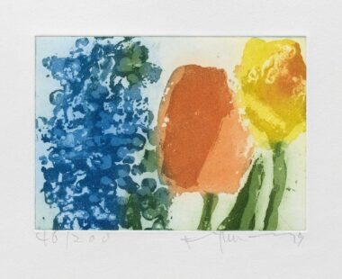 VERGISSMEINNICHT UND TULPE - 1999, Farbradierung, 11,4 x 15,8 cm (19 x 22 cm) Fussmann Klaus
