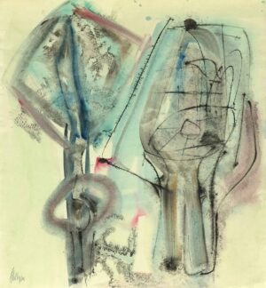 WOLFGANG HOLLEGHA, OHNE TITEL - 1951, Tusche, Aquarell auf Papier, 34,9 x 32,4 cm Hollegha Wolfgang