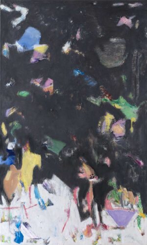 OHNE TITEL - 2025, Öl auf Leinwand, 150 x 90 cm Taupe Johann Julian