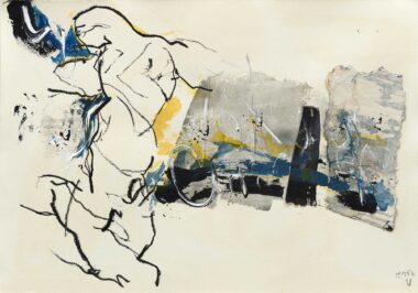 AUF DER SUCHE - 2025, Öl, Acryl auf Kupferdruckpapier, 54 x 77 cm (68 x 92 cm) Mlenek Hannes